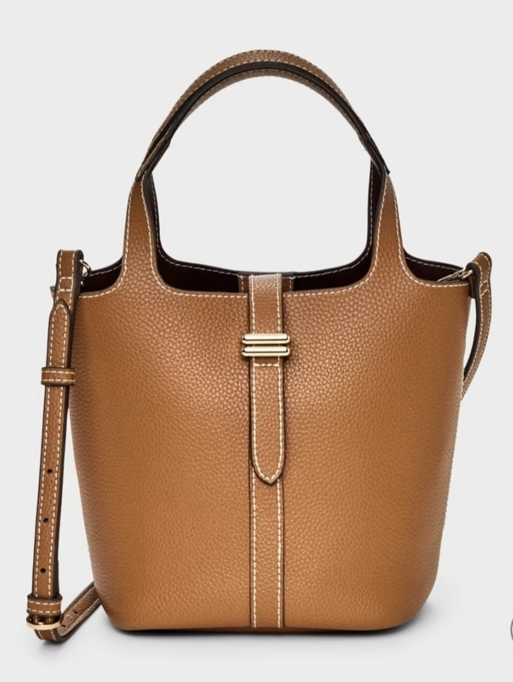 A New Day Mini Tulip Tote Brown Crossbody Bag Minimalist Chic Quiet Lux - Picture 1 of 9